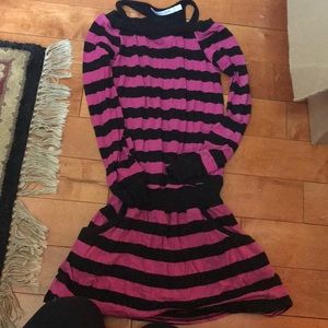 Black and pink stripped dress real pockets